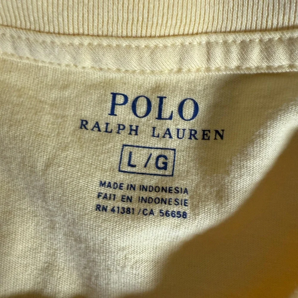 POLO Ralph Lauren Bright Yellow Men's Cotton Large Short Sleeve Tee. Purple Logo